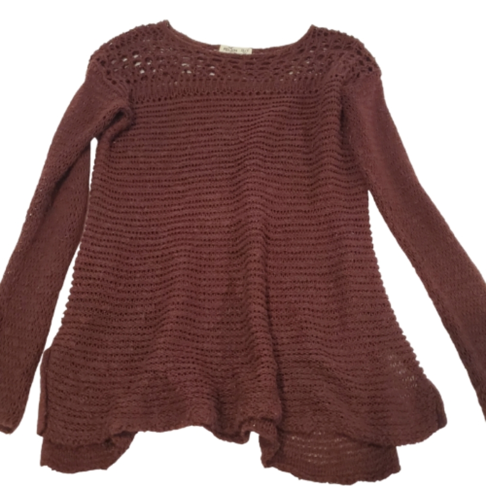 Hollister maroon knit sweater loose fit top red XS